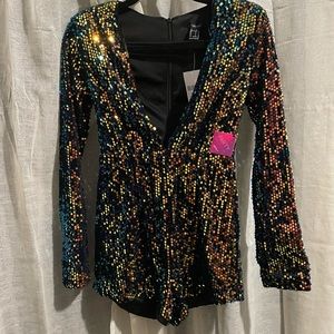 Gorgeous sequin party romper.